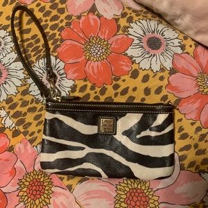 Dooney & Bourke zebra print leather wristlet